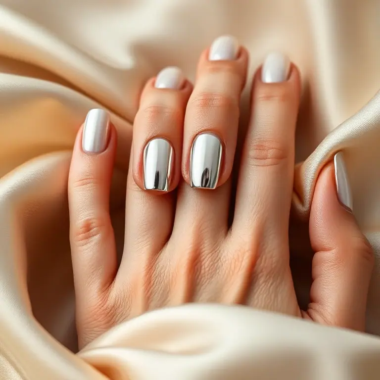 A chrome almond manicure