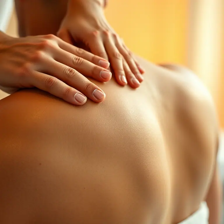 Hands working during a back massage
