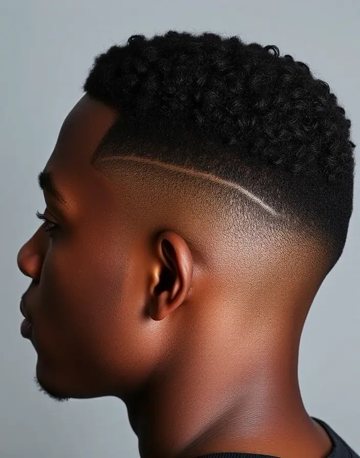 A fade with a hard part design