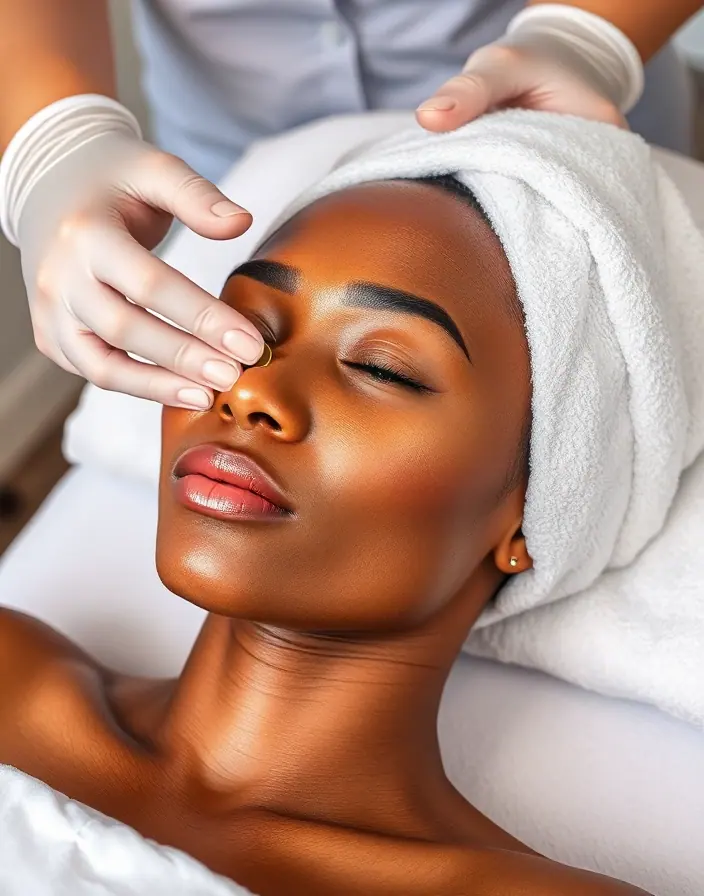 A client relaxing during a facial