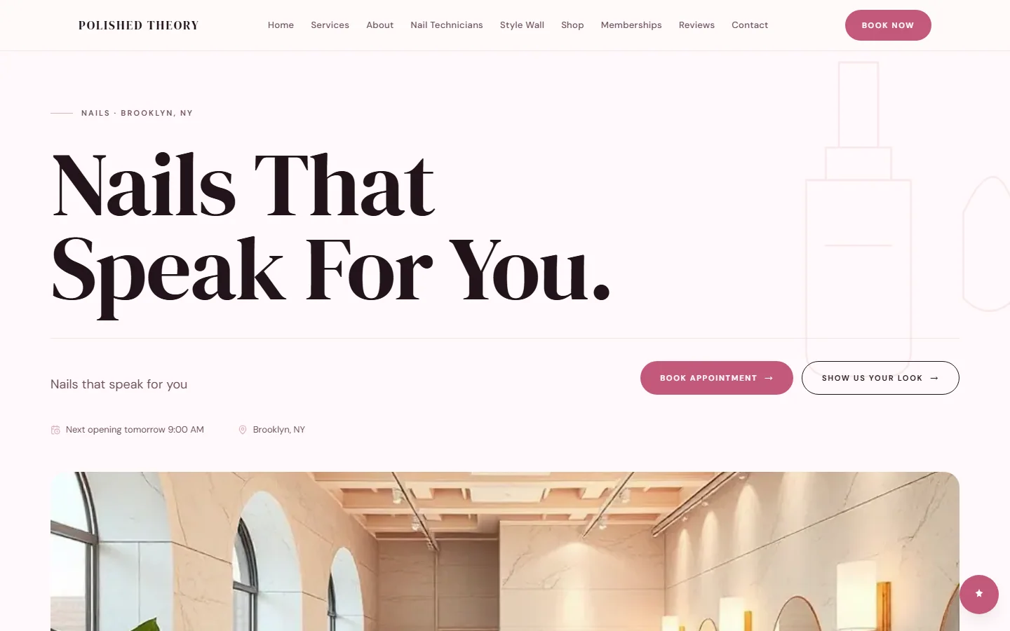 Polished Theory’s generated website: Nails That Speak For You.